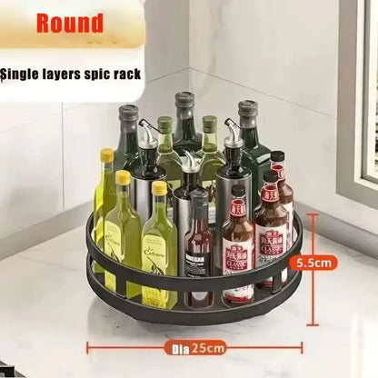 360 Rotation Spice Rack Multi-Layer Spices Seasonings Storage Tray Kitchen Organizer