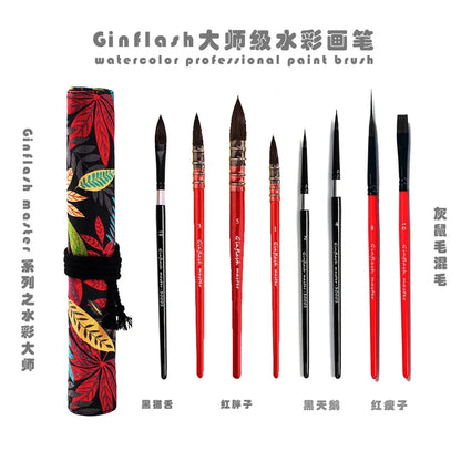 50/90 Color Solid Watercolor Paint Set Glitter Portable Metal Box Watercolor Pigment squirrel hair brush nail art