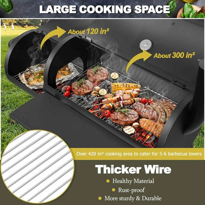 Charcoal Grill with Offset Smoker (Outdoor BBQ, Camping &amp; Backyard Use)