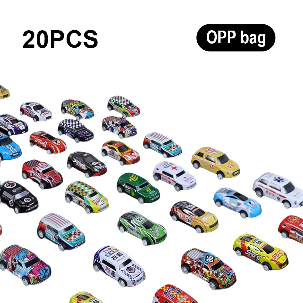 48 Pieces Mini Car Set Inertia Pull Back Cars for Boys Plastic Vehicle Model with Container Collection Toy Birthday Gift for Kid