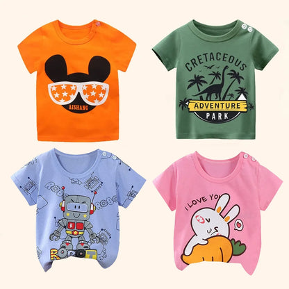 Children's  Cartoon Print T-Shirt  Short Sleeve 100% Cotton
