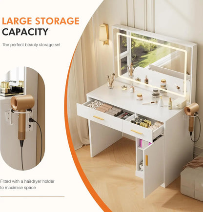 LED Vanity Dressing Table with Charging Station