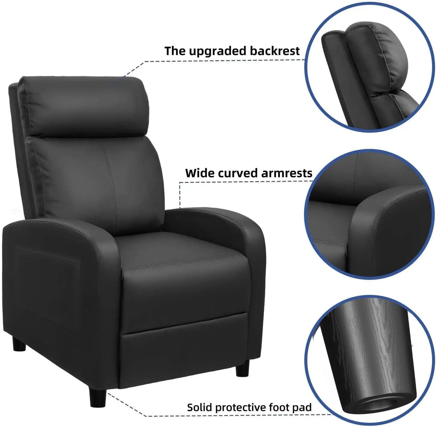 Black PU Leather Massage Recliner