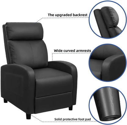Black PU Leather Massage Recliner