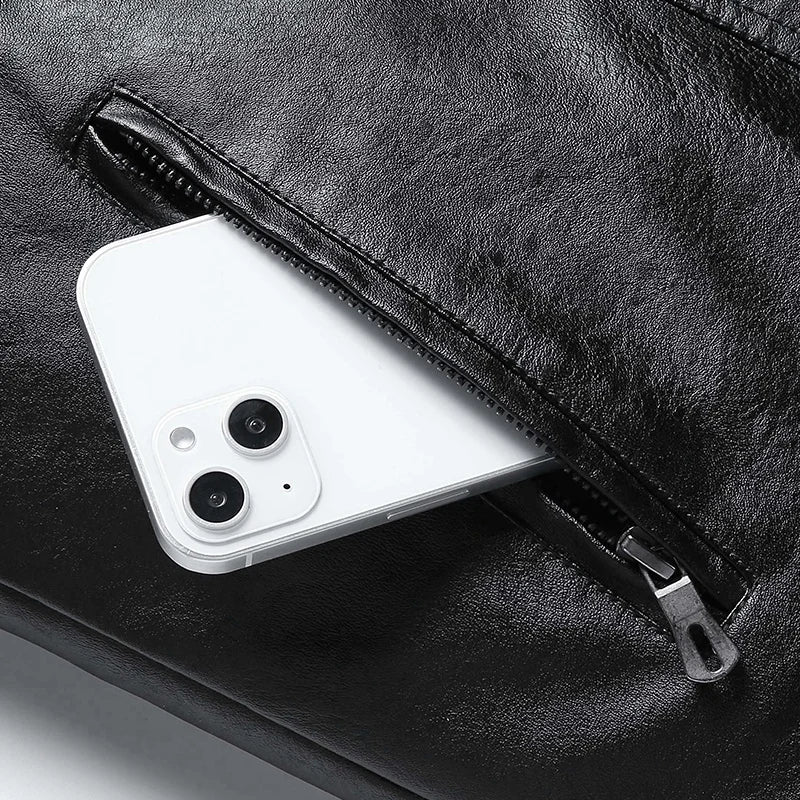 Men’s Retro Fleece Leather Jacket (Plus Size)