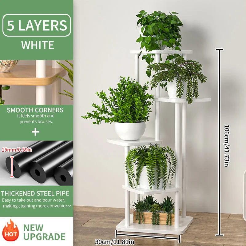 Wooden 4/5/6‑Tier Plant Stand – Multi‑Pot Display