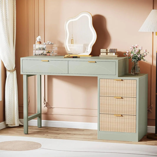 Modern 5‑Drawer Makeup Vanity Desk with Storage (Narrow)