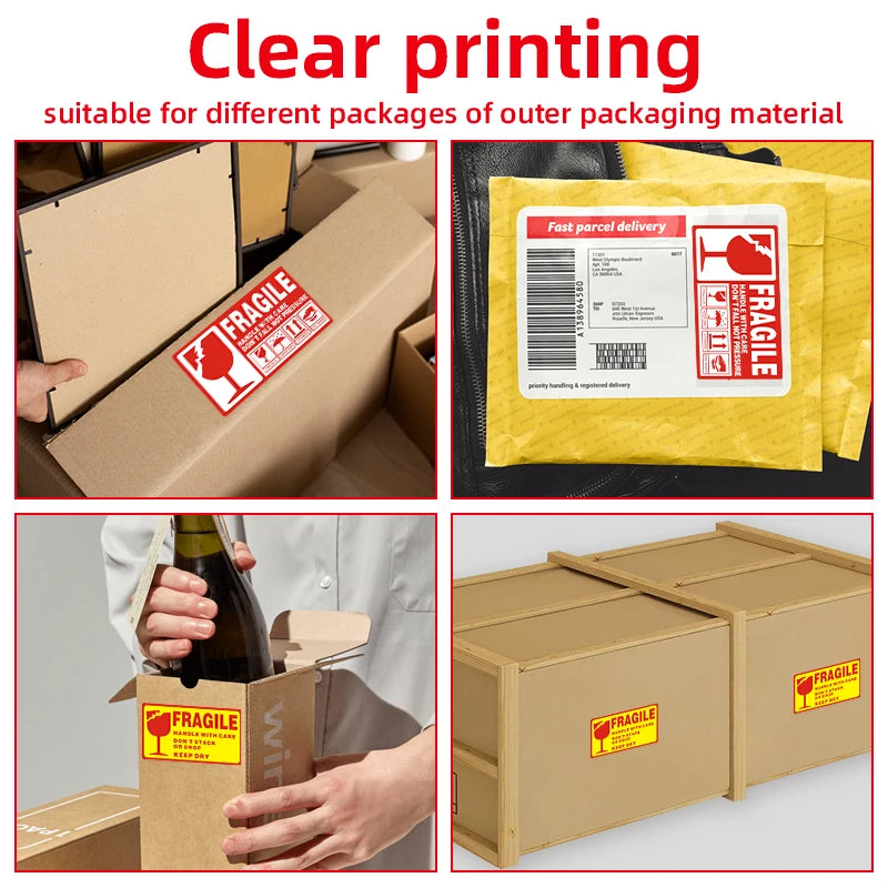 500PCS Fragile Stickers (Waterproof · Tear‑Resistant · Handle With Care Labels)
