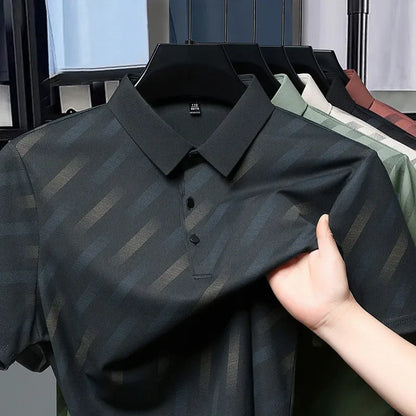 Men's Business Casual Short Sleeved Printed Polo Shirt Fashionable Breathable Comfortable and Versatile Top