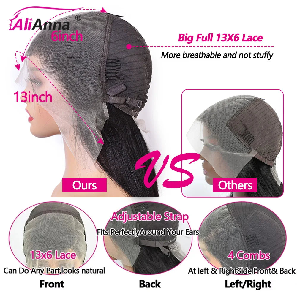 30 Inch 13x6 Hd Lace Wig 100% Human Hair Straight Brazilian Pre-Plucked