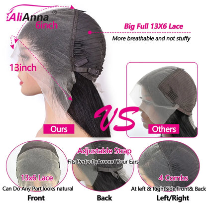 30 Inch 13x6 Hd Lace Wig 100% Human Hair Straight Brazilian Pre-Plucked