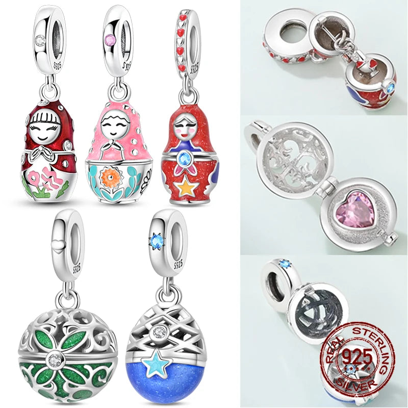 925 Sterling Silver Hot Sale 3D Openable Locket Bracelet Charm Bead Easter Pendant Fit Bracelet Necklace for Women DIY Gift