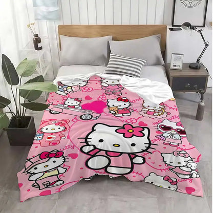 Kawaii Cat Hellos Fluffy Soft Blankets and Throws Blanket Bed Throw Blanket Luxury Home Interior Microfiber Bedding Sofa Knee &