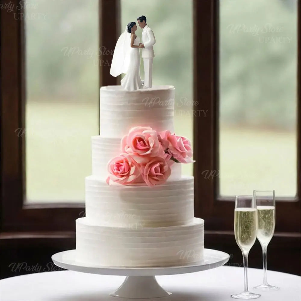 Romantic Bride & Groom Cake Figurine – Party & Engagement Decor