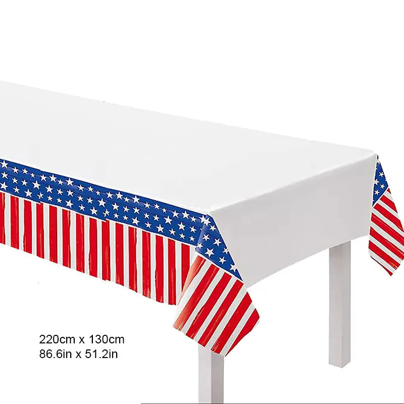 Independence Day Party Disposable Cutlery American Flag Plate Paper Cup For USA Birthday Party Supplies Patriotic Decorations