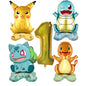 5pcs Pokémon Cartoon Balloon Number Set (Pikachu · Charmander · Squirtle · Bulbasaur)