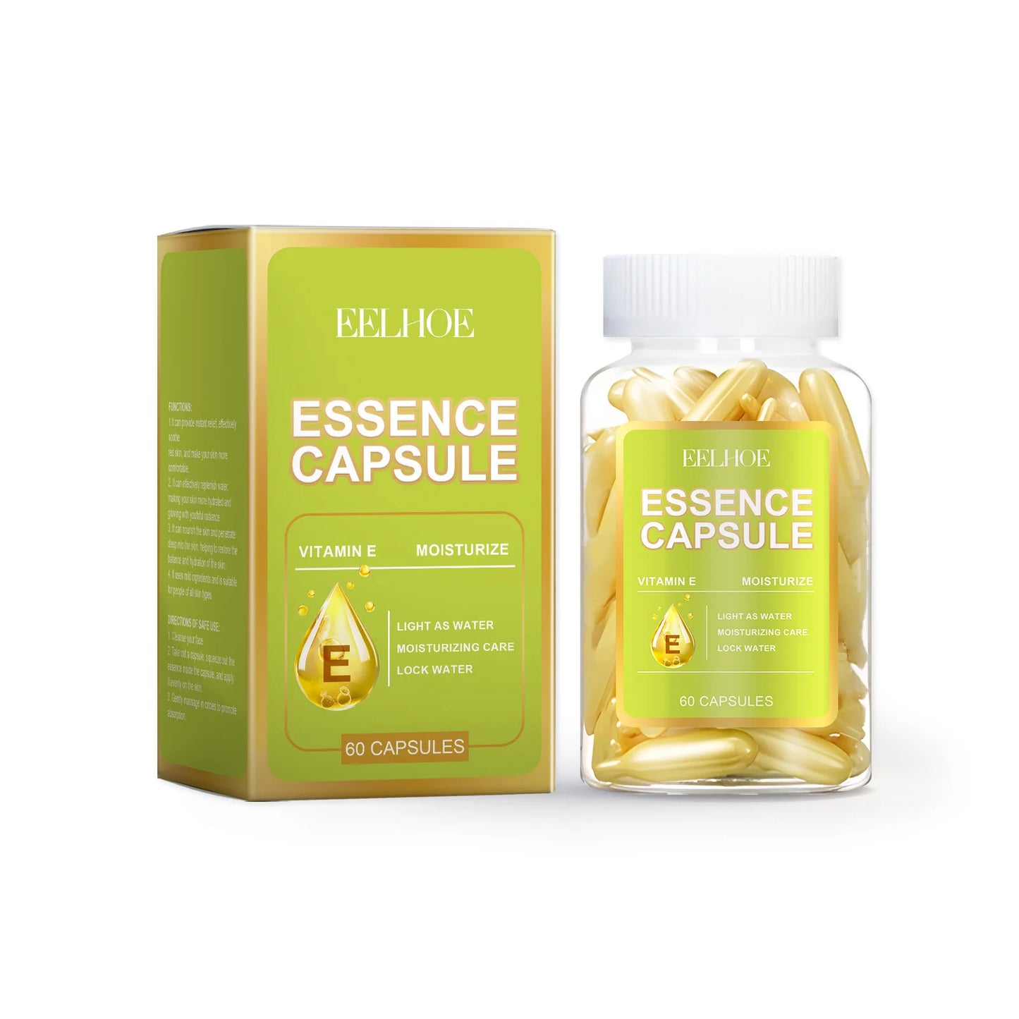 Vitamin E Face Care Capsules Serum Firming Facial Melasma Remove Deep Face Lightening Moisturizer Skin Care Serum for Face 60PCS