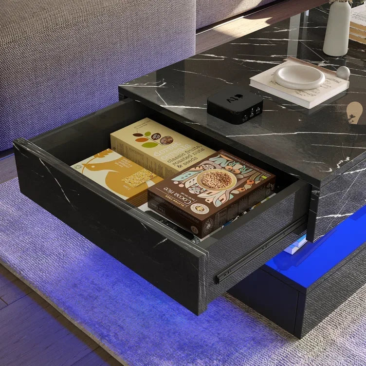 High‑Gloss LED Coffee Table with Storage – Modern Center Table