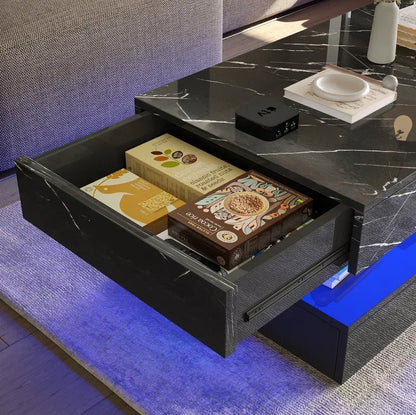 High‑Gloss LED Coffee Table with Storage – Modern Center Table