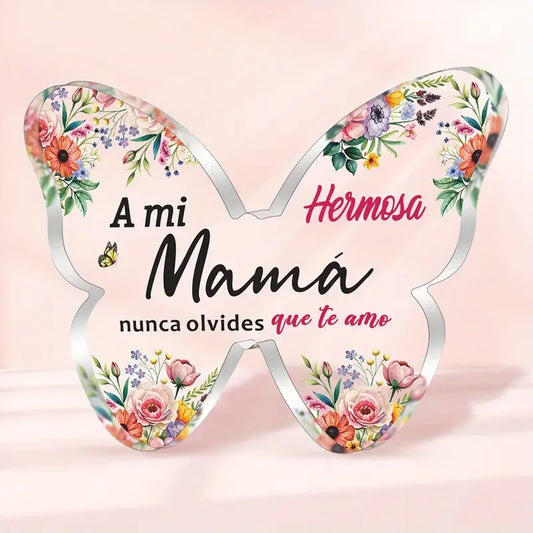Spanish Mom Acrylic Butterfly Plaque – Mother’s Day & Birthday Desk Keepsake