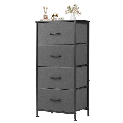 4‑Drawer Fabric Cabinet – Wood Top, Steel Frame