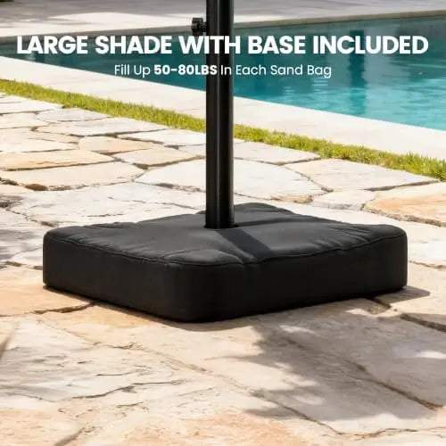 10FT Cantilever Umbrella with Base — 360° Rotation & Infinite Tilt