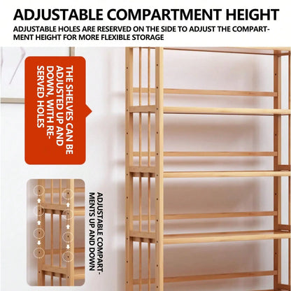 Senmeo Narrow Bamboo Bookshelf with Adjustable Shelves (4–5 Tier)