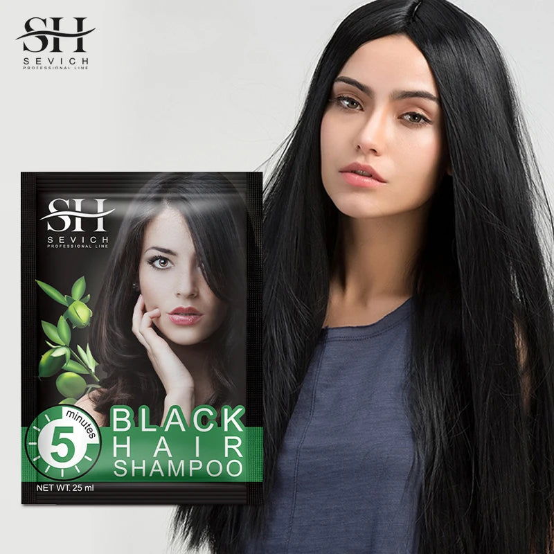 Instant Black Hair Shampoo – 10Pcs Herbal Color Restore, 5‑Minute Gray Coverage