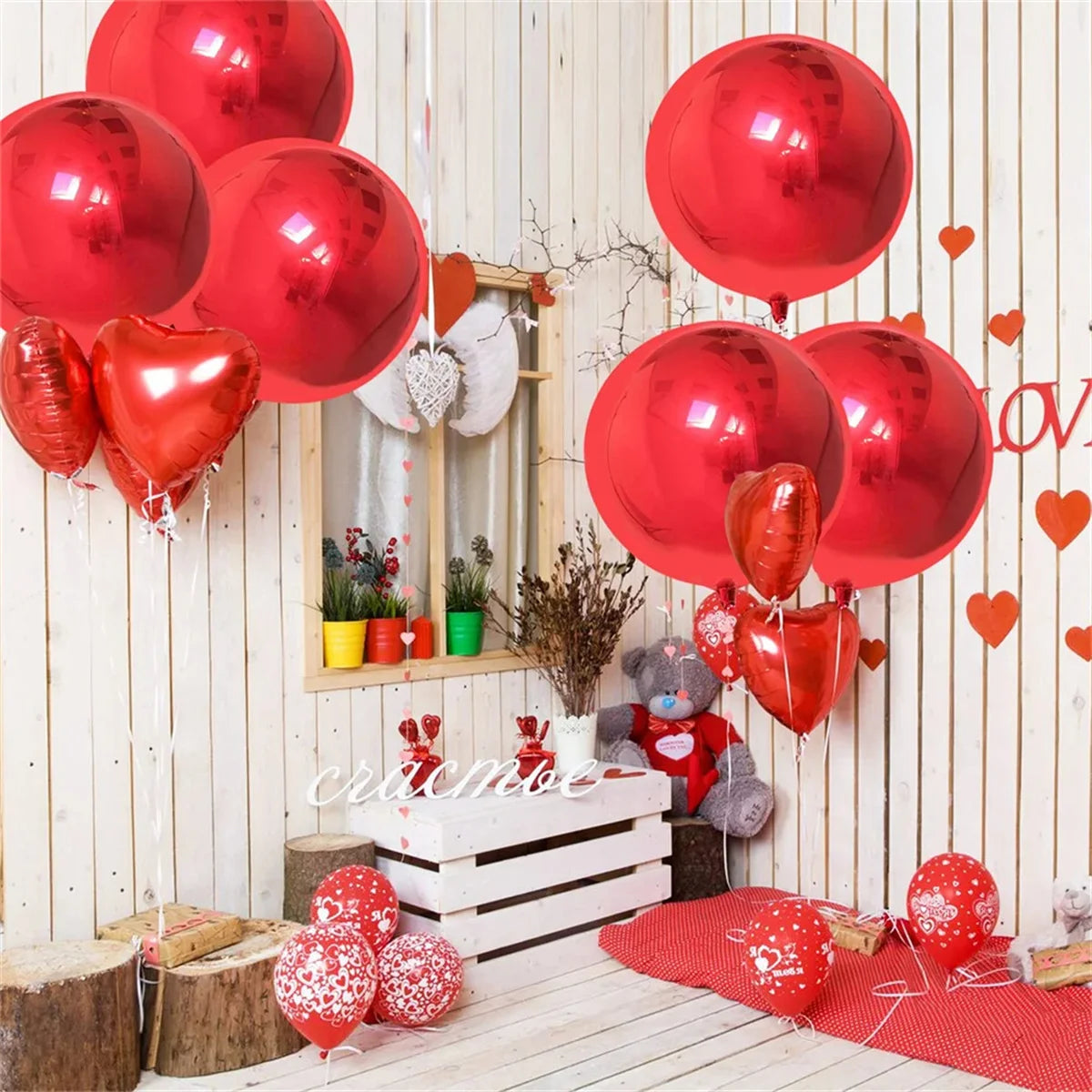 5/10pcs 4D Foil Sphere Balloons, Large Round Rose Gold Silver Plated Mylar Balloons for Birthday Party Decorations, 22 in