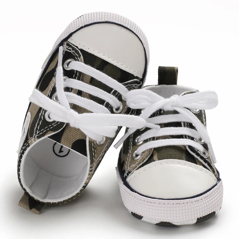 Baby Classic Canvas Sports Shoes Gender Free First Pair of Toddler Baby Shoes Non Slip Soft Soles Newborn Baby Crib Shoes