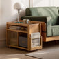 Solid Wood Side Table with Storage & Glass Door Cabinet