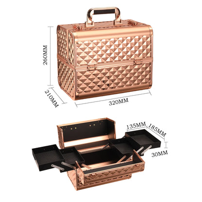 Three‑Layer Portable Cosmetic Storage Case (Waterproof · Metallic · Urban Simplicity)