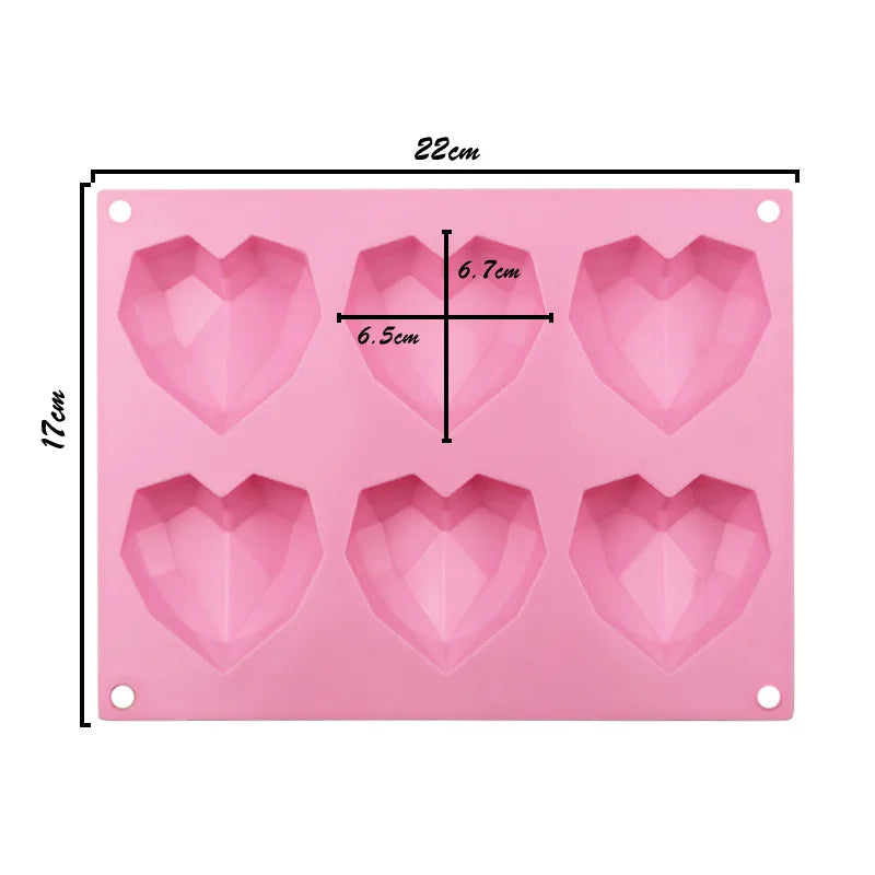 Silicone Diamond Love Baking Mold Set Letter Number Molds 1/6/8 Cavity Heart Mousse Pastry Cake Chocolate Soap Candle Mould
