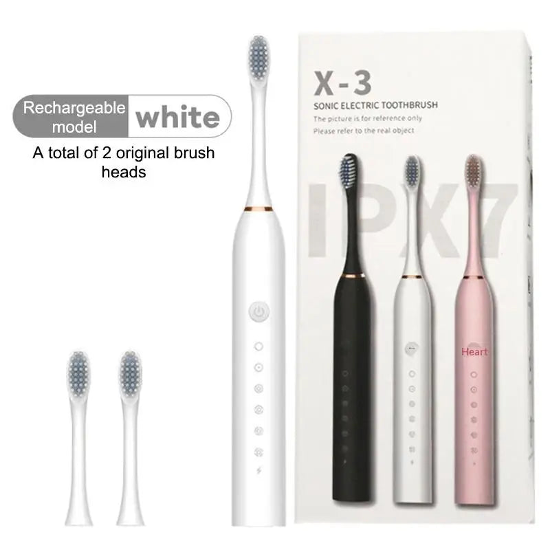 Electric Ultrasonic Toothbrush Set (Six‑Speed, Waterproof, USB Charging, Adult Tooth Cleaner)