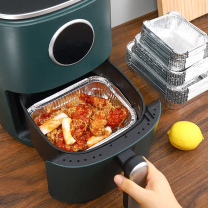 10‑Pack Rectangular Aluminum Foil Trays – Disposable Air Fryer & BBQ Food Containers