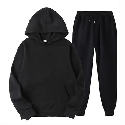 Men's Autumn and Winter New Solid Color Hoodie and pants Set Size S-4XL