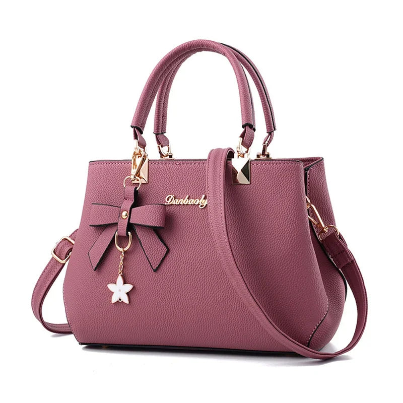 Elegant Floral Shoulder Bag (6 Colors, PU Leather, Sweet Bowknot Crossbody Tote)