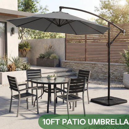 9.8FT Offset Patio Umbrella with Base — UV Protection