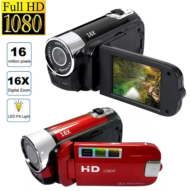 1080P 16MP Digital Camera &amp; Rotatable Screen Camcorder (16X Zoom, Fill Light)