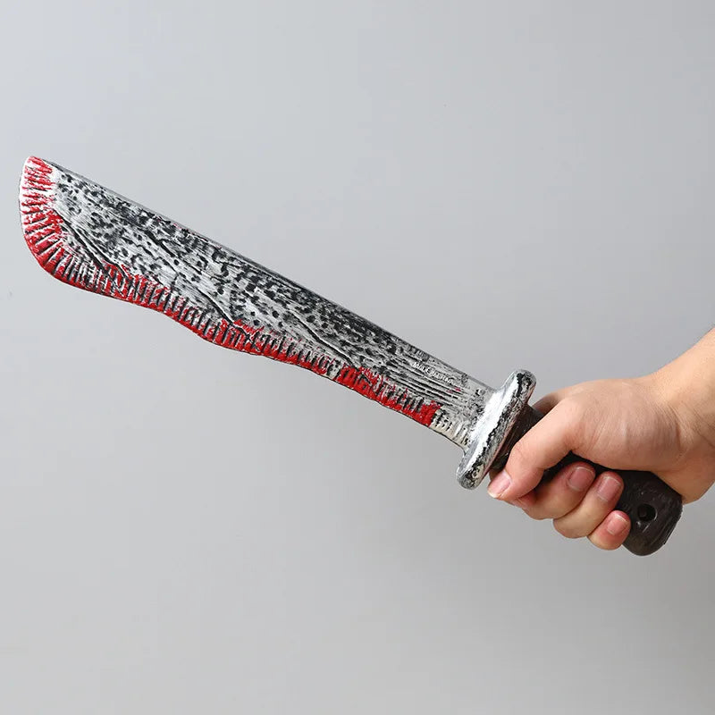 Halloween Bloody Knife DIY Party Decoration Sharp Plastic Toy Simulation Kitchen Knife Tricky Props Curved Knife Halloween Props