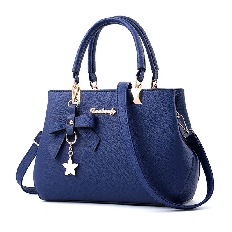 Elegant Floral Shoulder Bag (6 Colors, PU Leather, Sweet Bowknot Crossbody Tote)