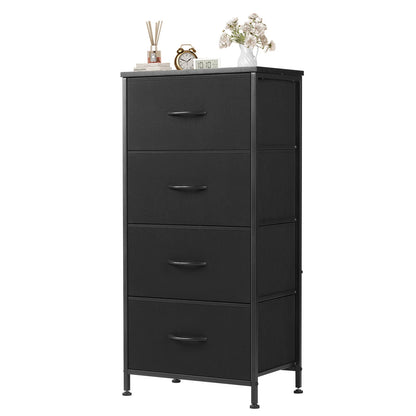 4‑Drawer Fabric Cabinet – Wood Top, Steel Frame