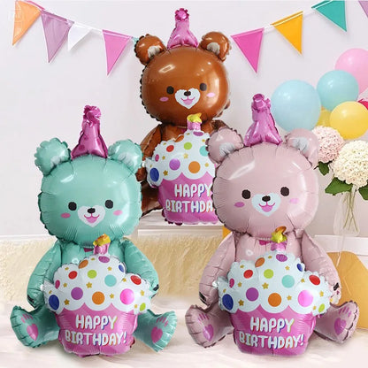 4D Bear Foil Balloon – Cute Baby Birthday Photo Prop & Baby Shower Party Decoration