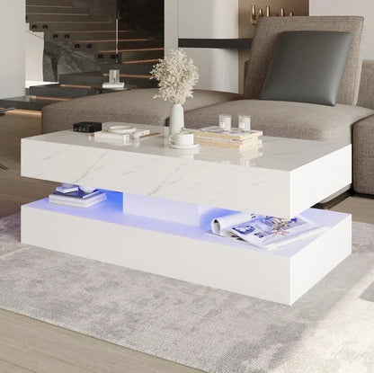 High‑Gloss LED Coffee Table with Storage – Modern Center Table