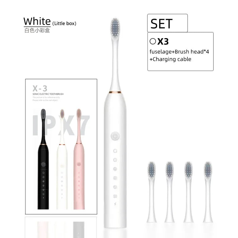 Rechargeable Electric Toothbrush Set – Adult Soft Brush, Portable & Waterproof