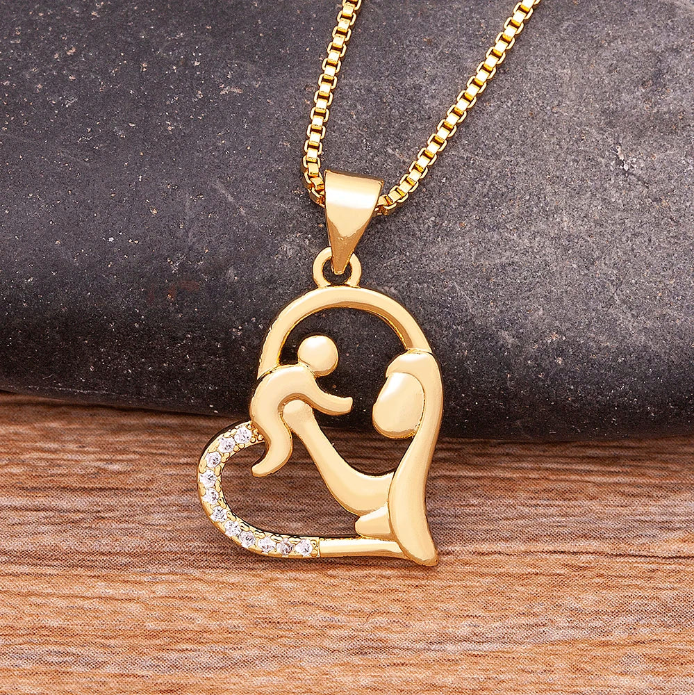 Nidin Luxury Fashion Letter "MOM" Inlaid Crystal Pendant Necklace Mother's Birthday Gift Woman Neck  Anniversary Jewelry