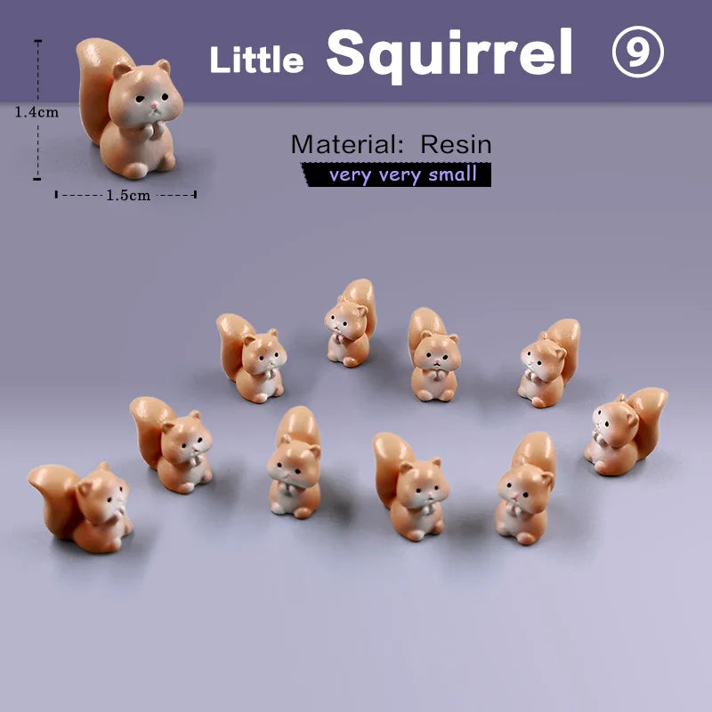 10Pcs Easter Rabbit Squirrel Elephant Fox Sheep Duck Pig Cat Frog Snake Figurine Miniature Fairy Garden Decoration Accessories