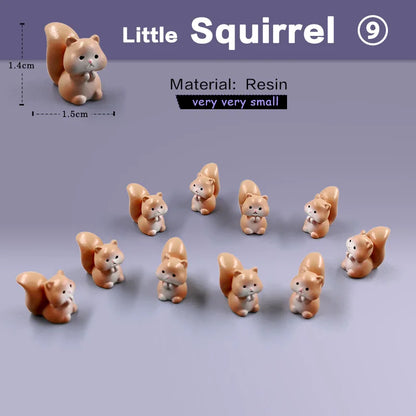 10Pcs Easter Rabbit Squirrel Elephant Fox Sheep Duck Pig Cat Frog Snake Figurine Miniature Fairy Garden Decoration Accessories