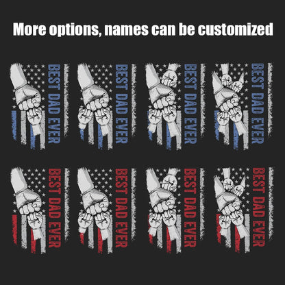 Custom Best Dad Ever T Shirt with Kids Name Fist Bump Dad Shirt Personalized Dad Grandpa American Flag T Shirt Fathers Day Gift
