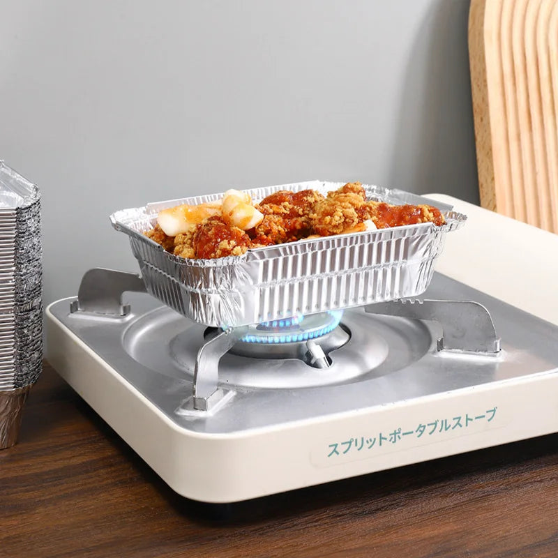 10‑Pack Rectangular Aluminum Foil Trays – Disposable Air Fryer & BBQ Food Containers